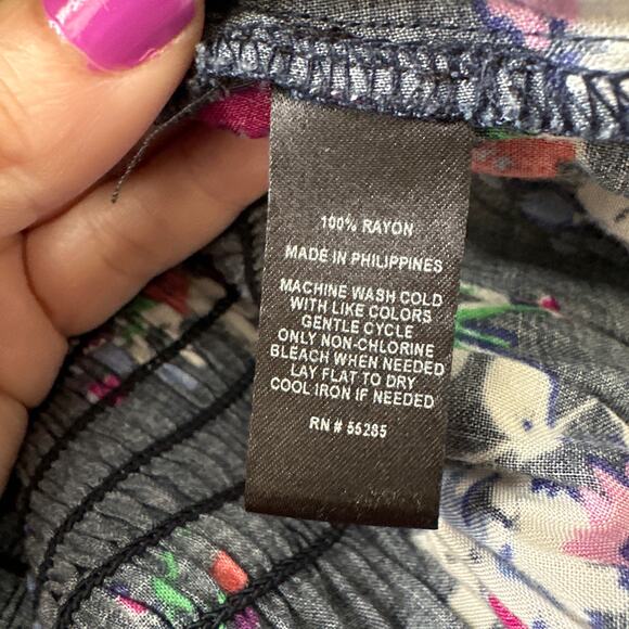 Express blue floral pull on pleated mini skirt size XS - Picture 6 of 11